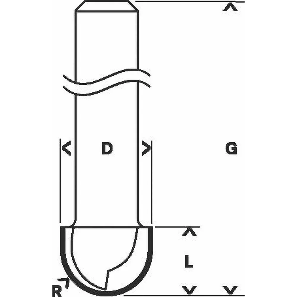 Bosch Hohlkehlfräser 1/4" R1 3,2 mm Ø 9,5 mm L 9,2 mm G 40 mm - 2608628425
