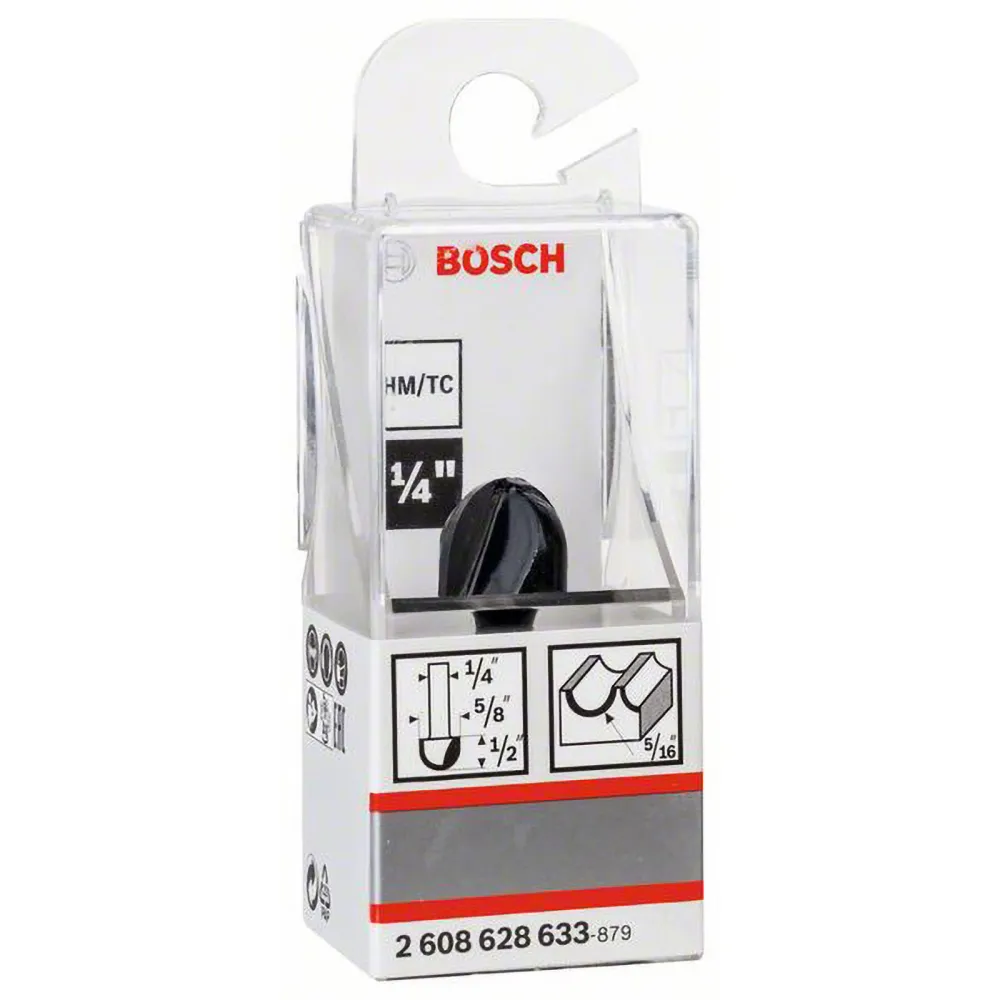 Bosch Hohlkehlfräser 1/4" R1 8 mm Ø 15,9 mm L 12,3 mm G 45 mm - 2608628633