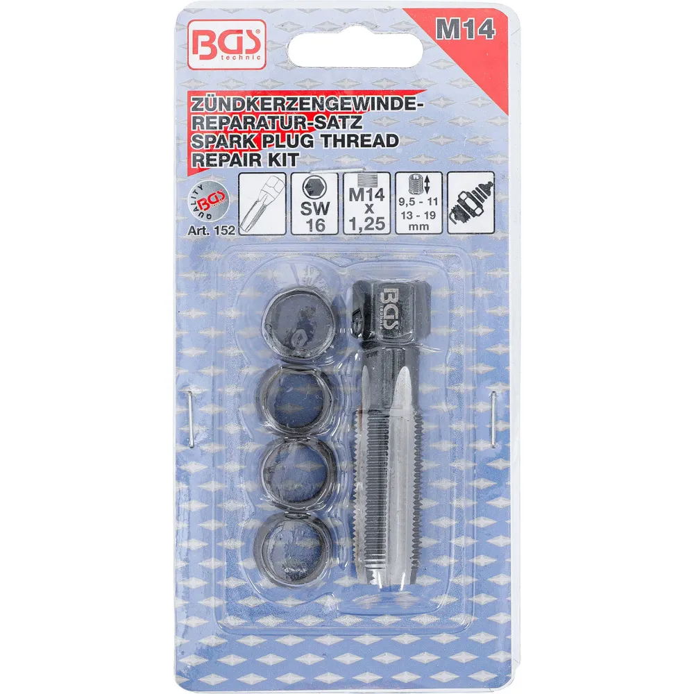 BGS Reparatursatz für Zündkerzengewinde M14 x 1,25 mm 5tlg. - 152