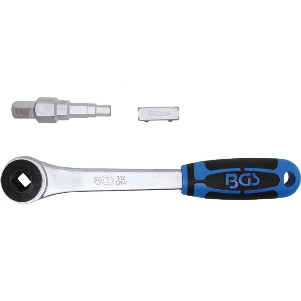 BGS Durchsteckknarre mit Adapter und Stufenschlüssel Abtrieb Innenvierkant 12,5 mm (1/2") - 314