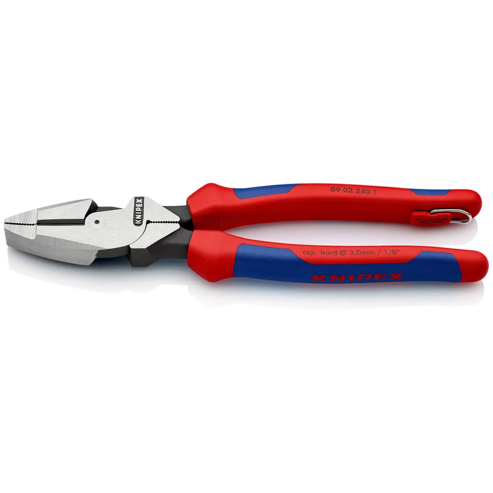 Knipex Kraft-Kombizangen "Lineman's Pliers" TT schwarz atramentiert, mit Mehrkomponenten-Hüllen, mit integrierter Befestig...