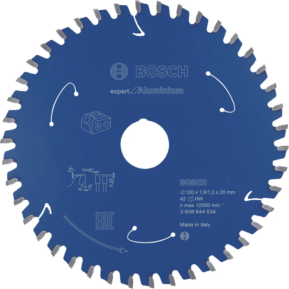 Bosch Kreissägeblatt Expert Aluminium für Akku-Handkreissägen 120 x 1,8 / 1,2 x 20 42 Zähne - 2608644534