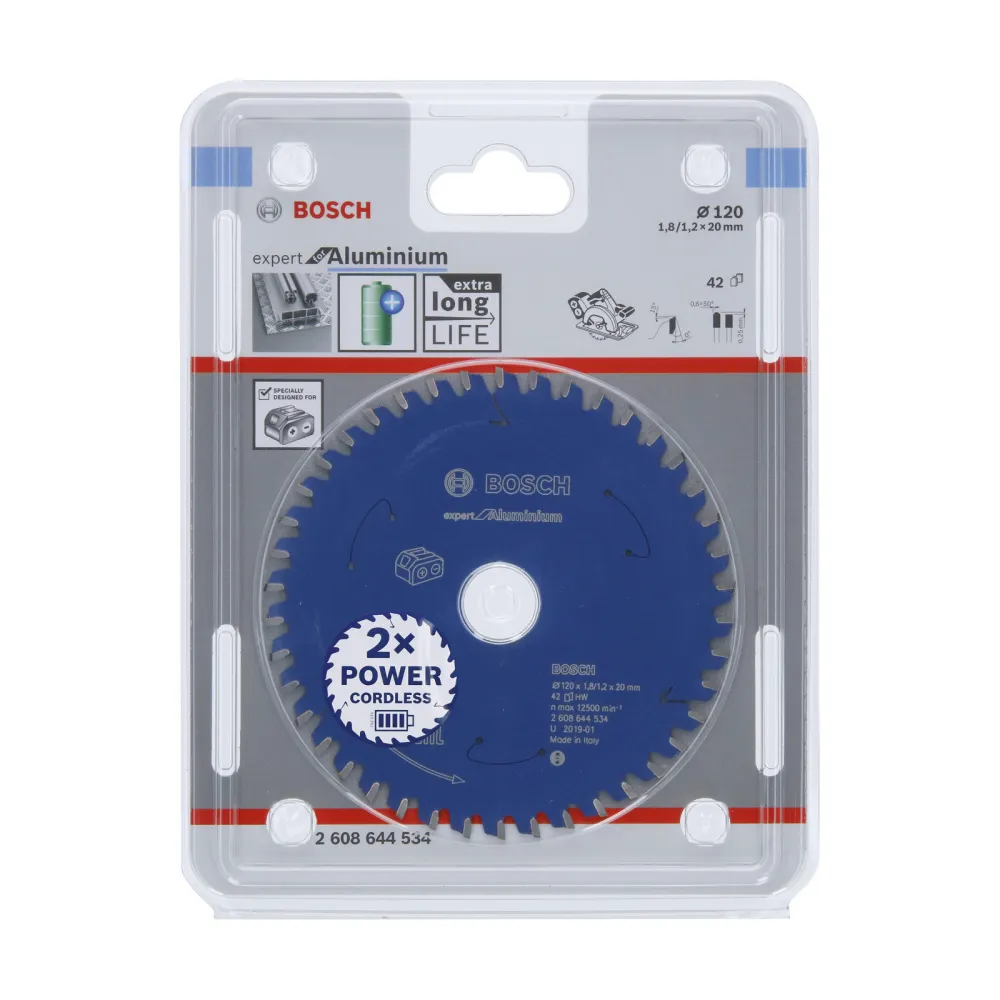 Bosch Kreissägeblatt Expert Aluminium für Akku-Handkreissägen 120 x 1,8 / 1,2 x 20 42 Zähne - 2608644534