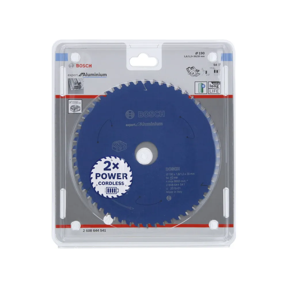 Bosch Kreissägeblatt Expert Aluminium für Akku-Handkreissägen 190 x 1,8 / 1,3 x 30 54 Zähne - 2608644541
