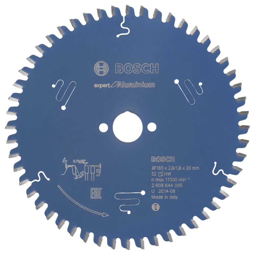 Bosch Kreissägeblatt Expert Aluminium für Handkreissägen 165 x 20 x 2,6 52 - 2608644095