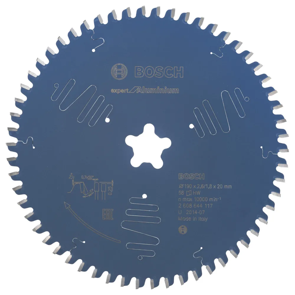 Bosch Kreissägeblatt Expert Aluminium für Tischsägen 190 x Stern x 2,6 mm 58 - 2608644117