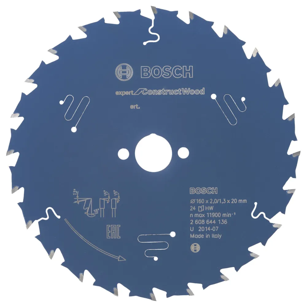 Bosch Kreissägeblatt Expert Construct Wood für Handkreissägen 160 x 20 x 2 mm 24 - 2608644136