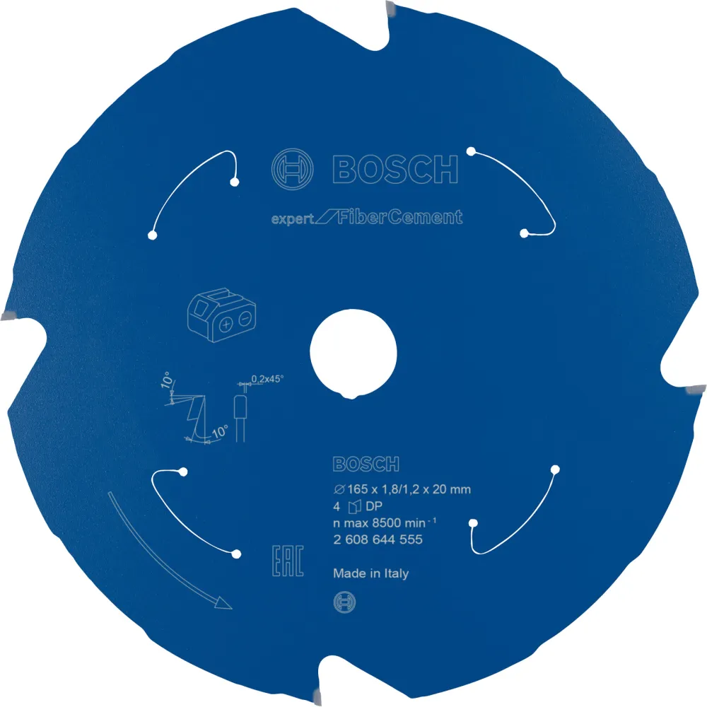 Bosch Kreissägeblatt Expert Fibre Cement für Akku-Handkreissägen 165 x 1,8 / 1,2 x 20 4 Zähne - 2608644555