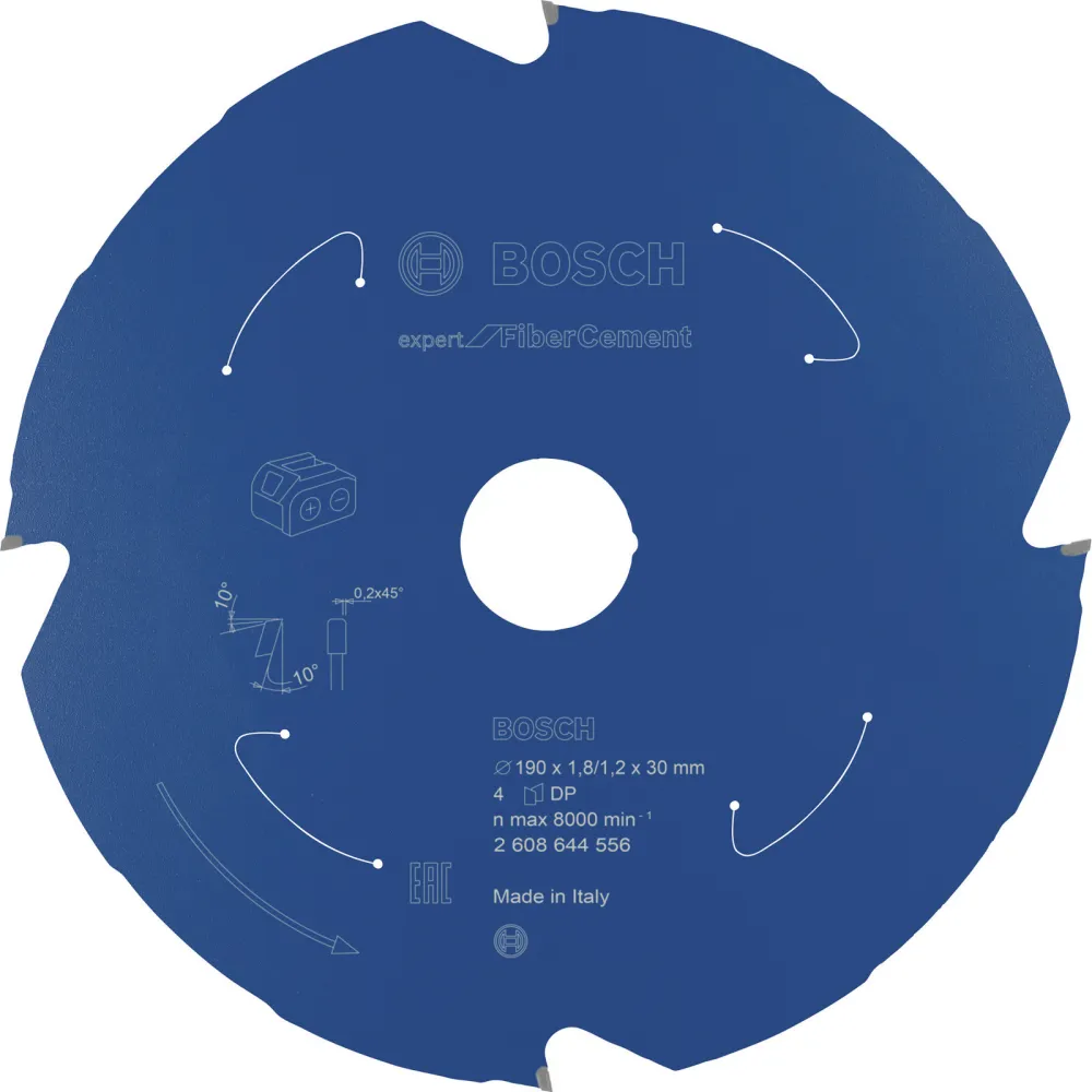 Bosch Kreissägeblatt Expert Fibre Cement für Akku-Handkreissägen 190 x 1,8 / 1,2 x 30 4 Zähne - 2608644556