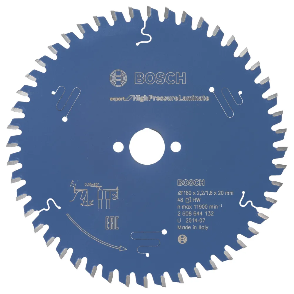 Bosch Kreissägeblatt Expert High Pressure Laminate für Handkreissägen 160 x 20 x 2,2 mm 48 - 2608644132