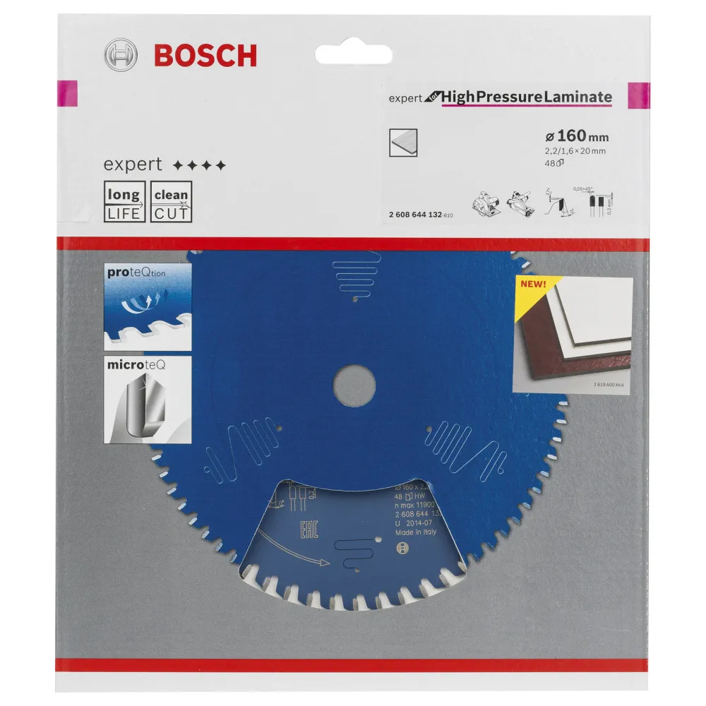 Bosch Kreissägeblatt Expert High Pressure Laminate für Handkreissägen 160 x 20 x 2,2 mm 48 - 2608644132