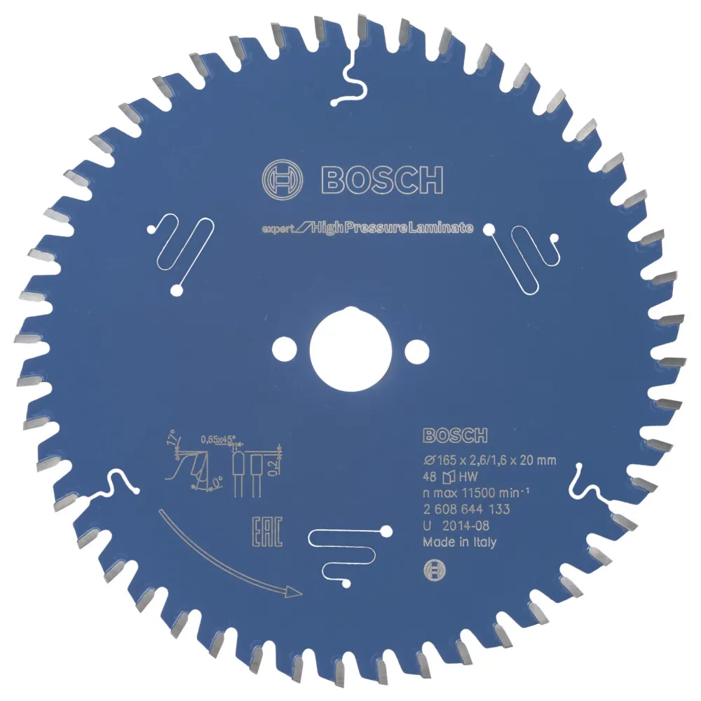 Bosch Kreissägeblatt Expert High Pressure Laminate für Handkreissägen 165 x 20 x 2,6 mm 48 - 2608644133
