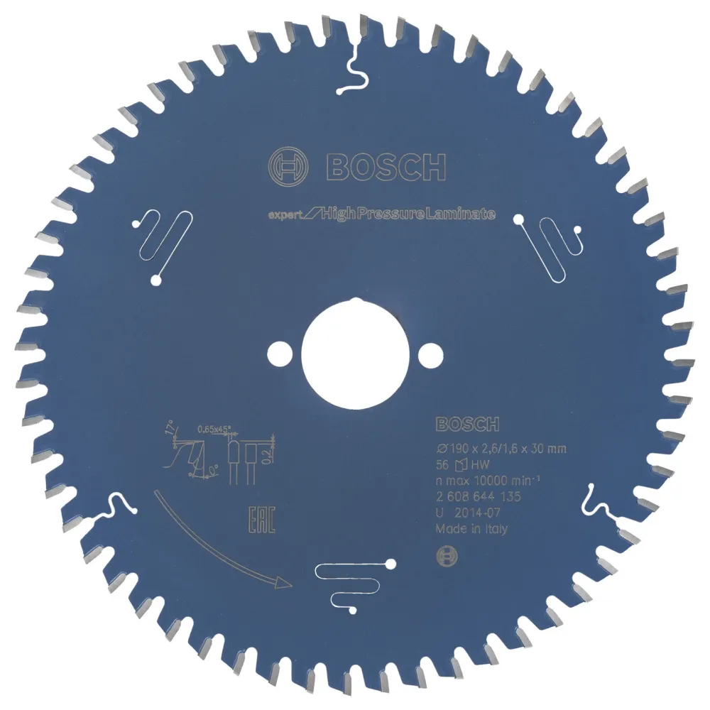 Bosch Kreissägeblatt Expert High Pressure Laminate für Handkreissägen 190 x 30 x 2,6 mm 56 - 2608644135