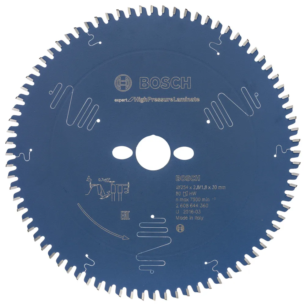 Bosch Kreissägeblatt Expert High Pressure Laminate für Kapp- und Gehrungssägen 254 x 30 x 2,8 mm 80 - 2608644360