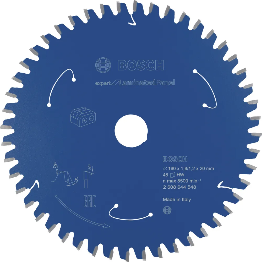 Bosch Kreissägeblatt Expert Laminated Panel für Akku-Handkreissägen 160 x 1,8 x 20 mm 48 - 2608644548