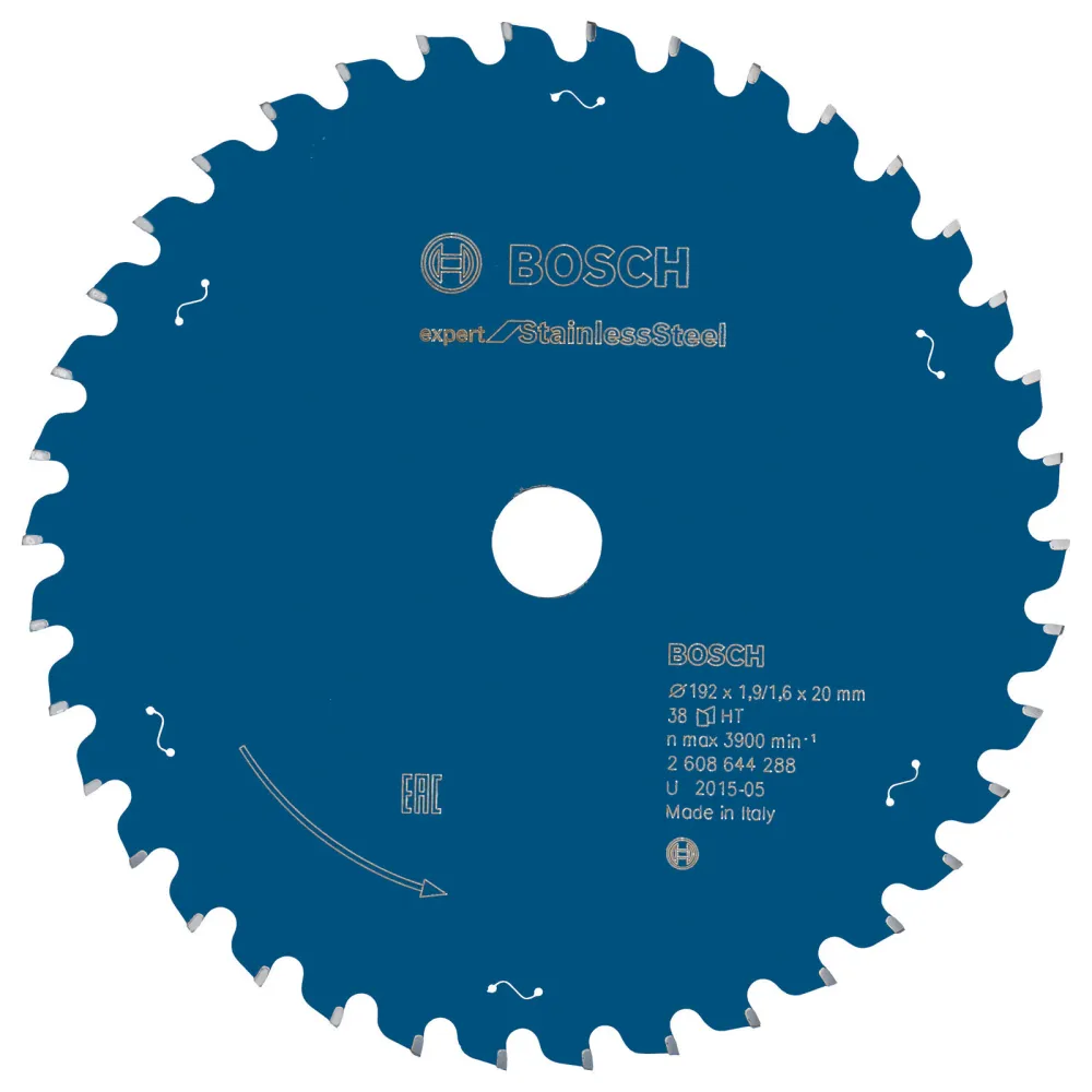 Bosch Kreissägeblatt Expert Stainless Steel für Handkreissägen 192 x 20 x 1,9 mm 38 Zähne - 2608644288
