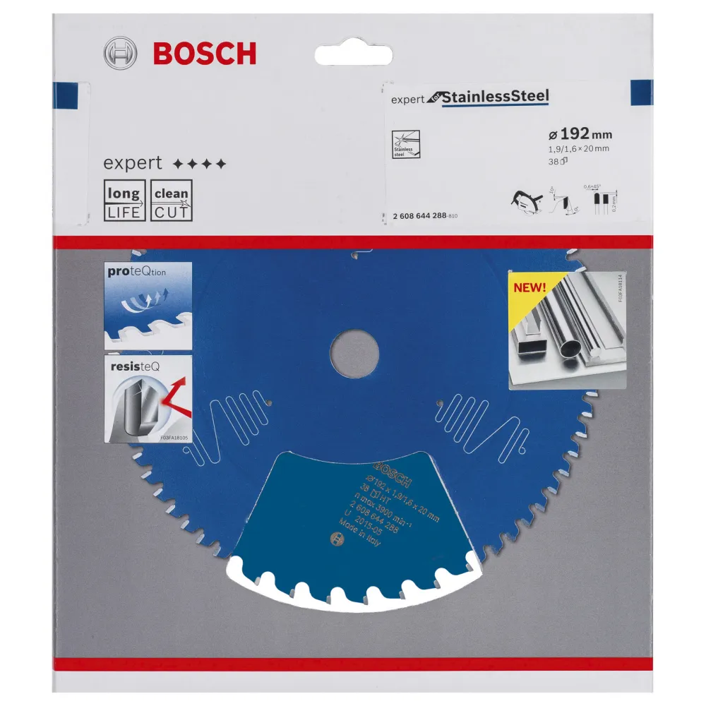 Bosch Kreissägeblatt Expert Stainless Steel für Handkreissägen 192 x 20 x 1,9 mm 38 Zähne - 2608644288