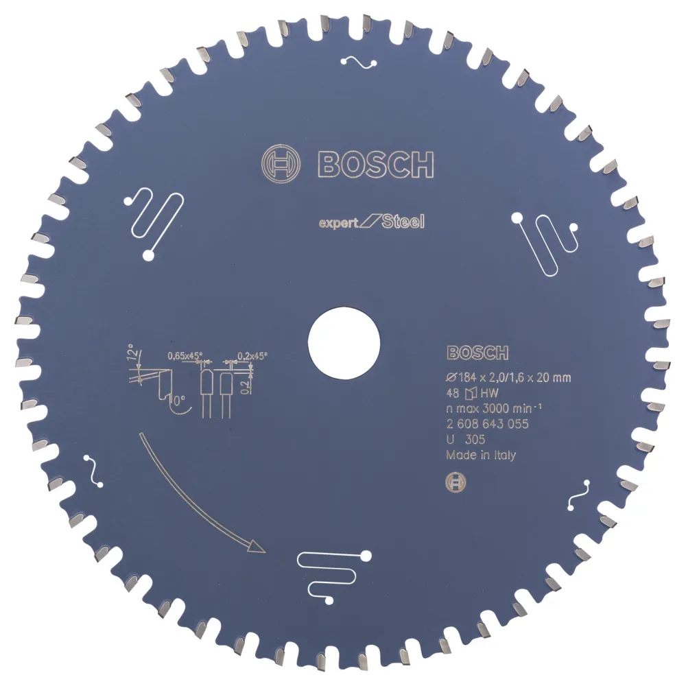 Bosch Kreissägeblatt Expert Steel für Handkreissägen 184 x 20 x 2 mm 48 - 2608643055