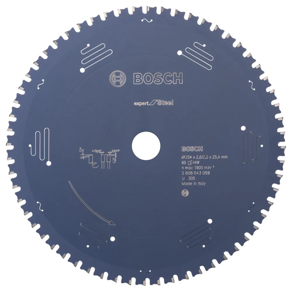Bosch Kreissägeblatt Expert Steel für Kapp- und Gehrungssägen 254 x 25,4 x 2,6 mm 60 - 2608643059