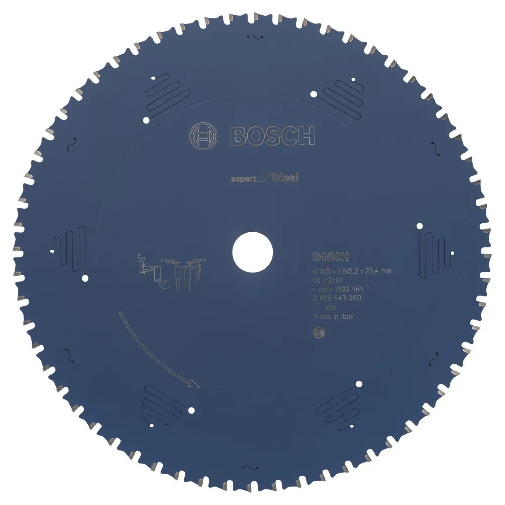 Bosch Kreissägeblatt Expert Steel für Kapp- und Gehrungssägen 305 x 25,4 x 2,6 mm 60 - 2608643060