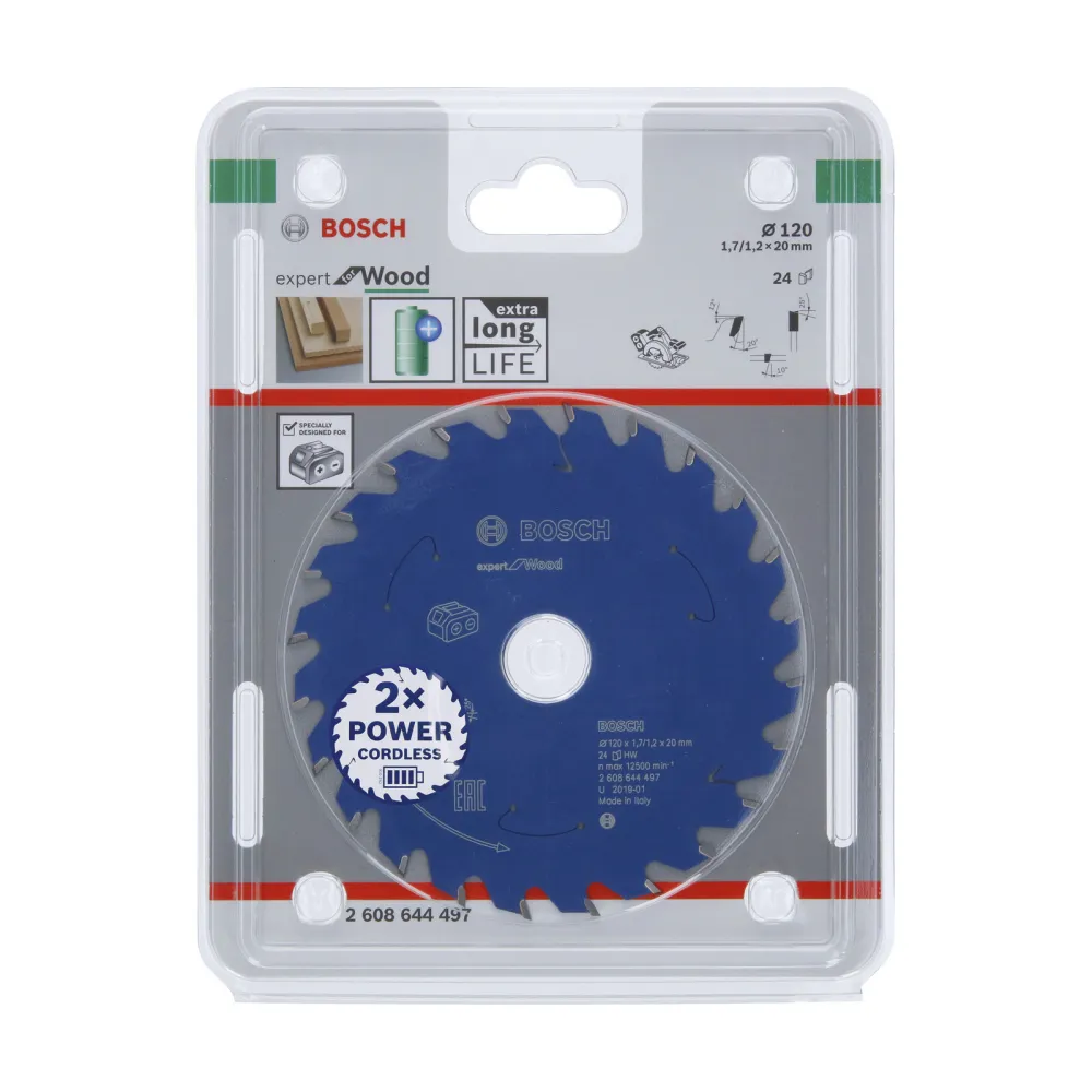 Bosch Kreissägeblatt Expert Wood für Akku-Handkreissägen 120 x 1,7 x 20 mm 24 - 2608644497