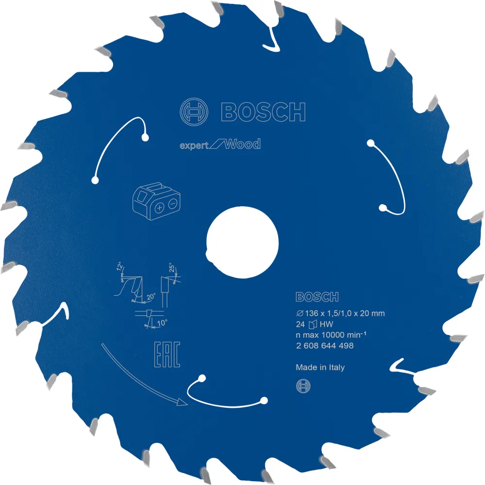 Bosch Kreissägeblatt Expert Wood für Akku-Handkreissägen 136 x 1,5 x 20 mm 24 - 2608644498