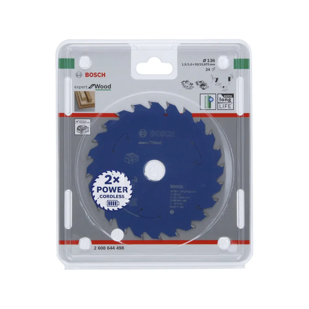 Bosch Kreissägeblatt Expert Wood für Akku-Handkreissägen 136 x 1,5 x 20 mm 24 - 2608644498