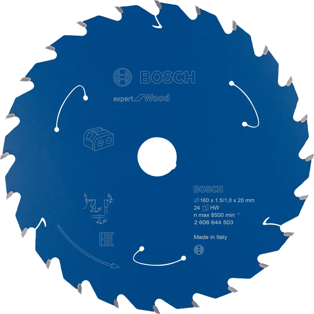Bosch Kreissägeblatt Expert Wood für Akku-Handkreissägen 160 x 1,5 x 20 mm 24 - 2608644503