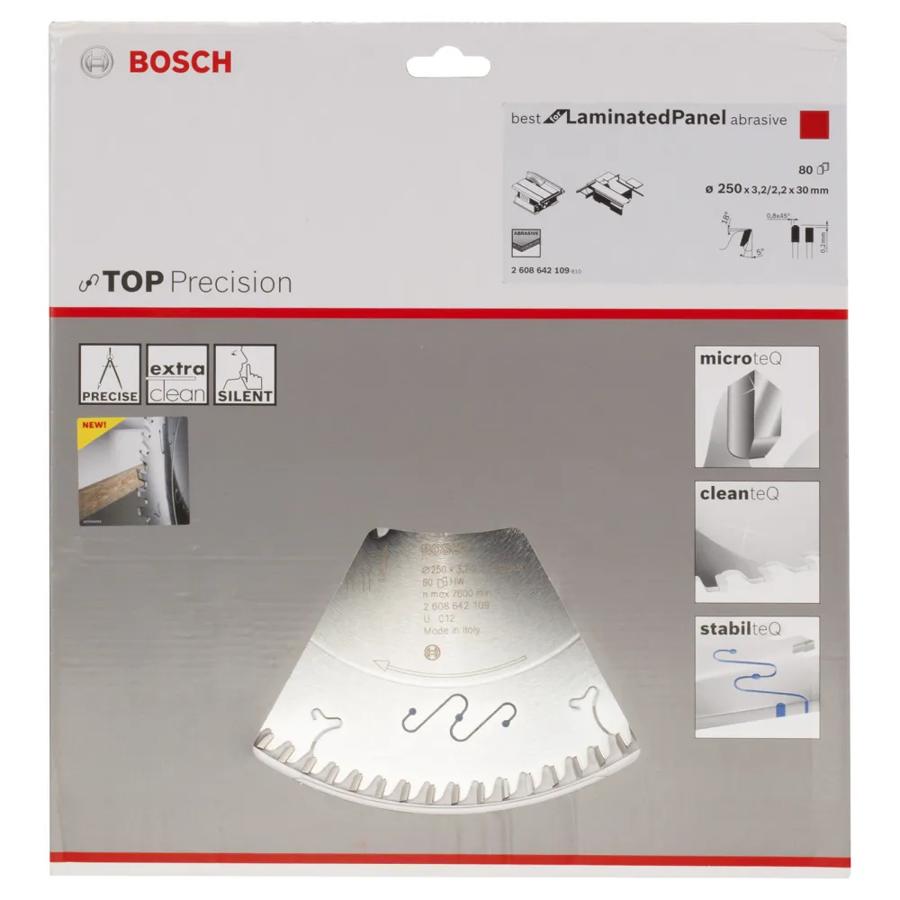 Bosch Kreissägeblatt Top Precision Best Laminated Panel Abrasive 250x30x3,2 mm, 80 - 2608642109