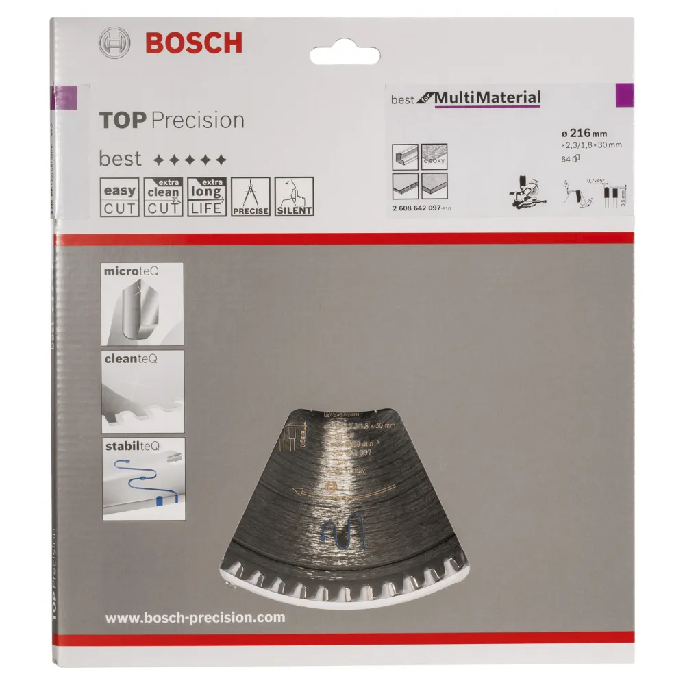 Bosch Kreissägeblatt Top Precision Best Multi Material, 216 x 30 x 2,3 mm, 64 - 2608642097