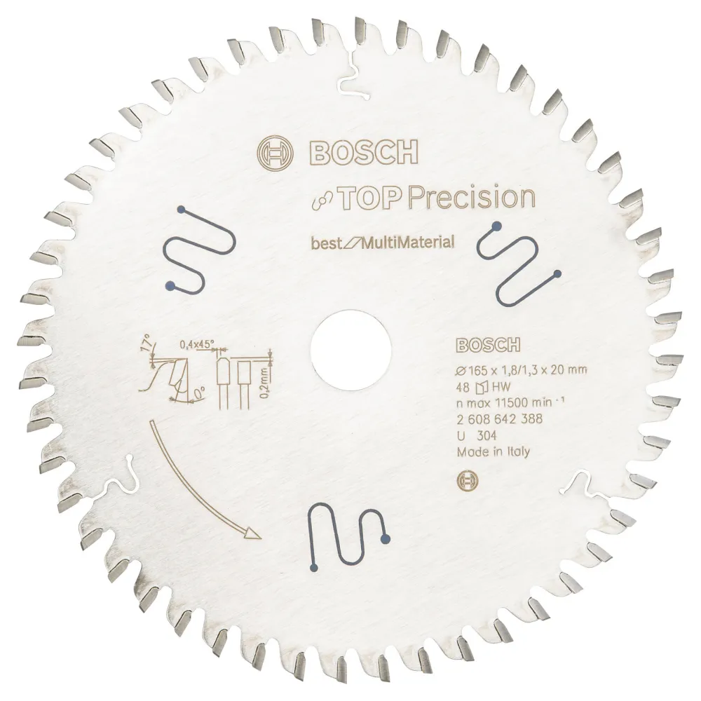 Bosch Kreissägeblatt Top Precision Best Multi Material, 165 x 20 x 1,8 mm, 48 - 2608642388