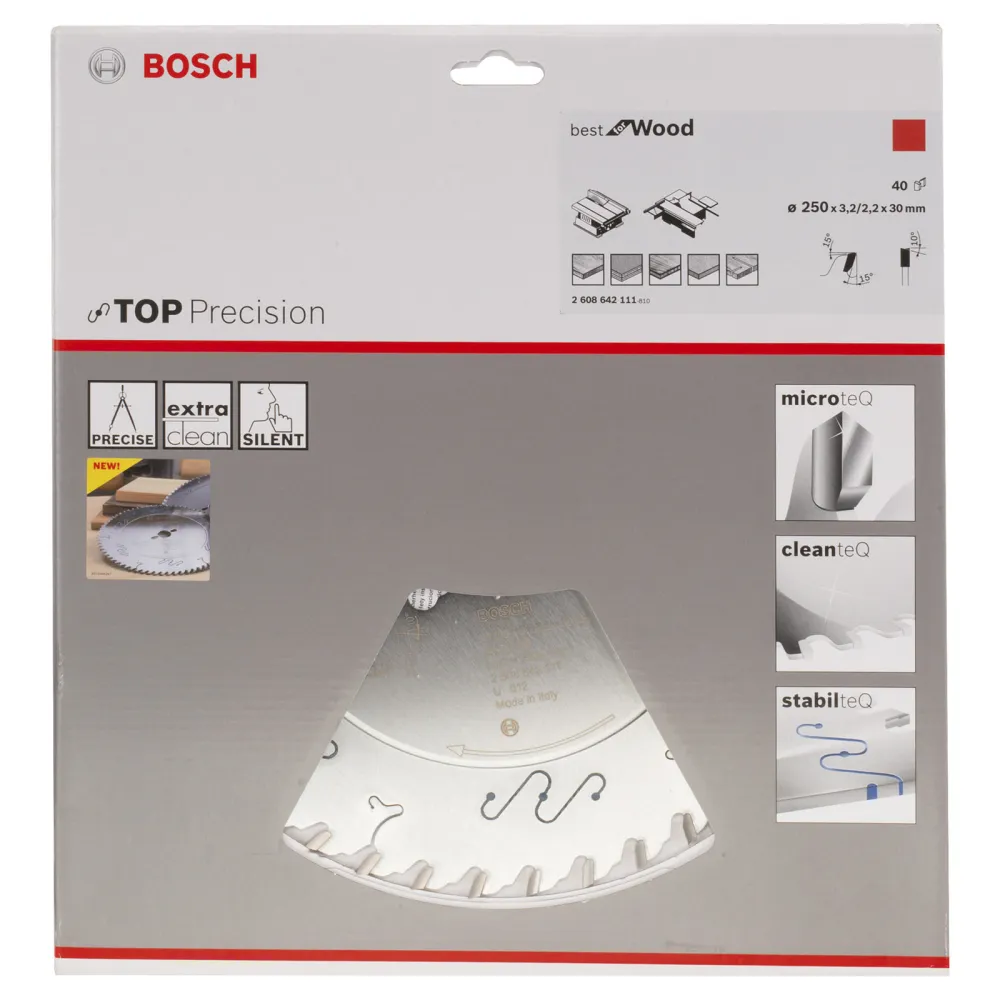 Bosch Kreissägeblatt Top Precision Best Wood, 250 x 30 x 3,2 mm, 40 - 2608642111