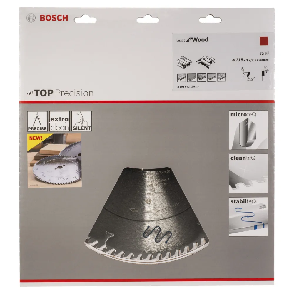 Bosch Kreissägeblatt Top Precision Best Wood, 315 x 30 x 3,2 mm, 72 - 2608642118