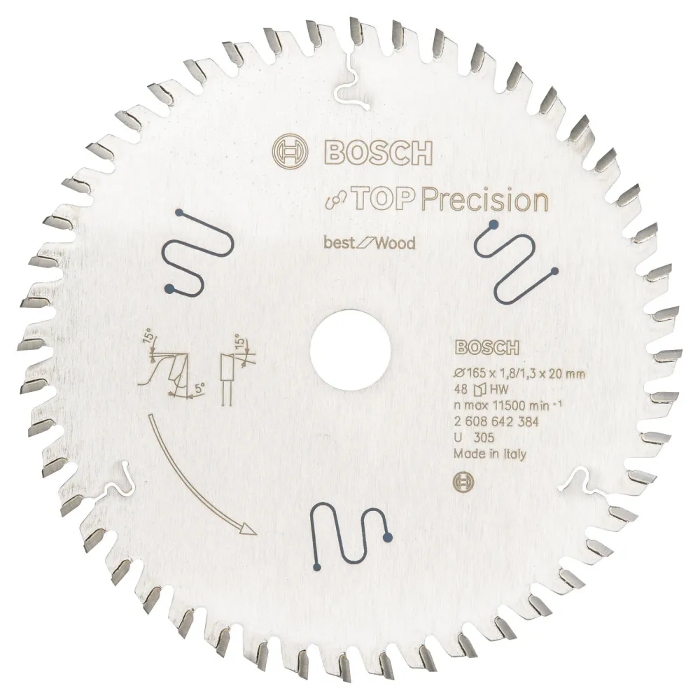 Bosch Kreissägeblatt Top Precision Best Wood, 165 x 20 x 1,8 mm, 48 - 2608642384