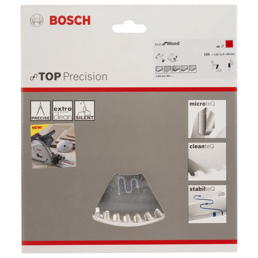Bosch Kreissägeblatt Top Precision Best Wood, 165 x 20 x 1,8 mm, 48 - 2608642384