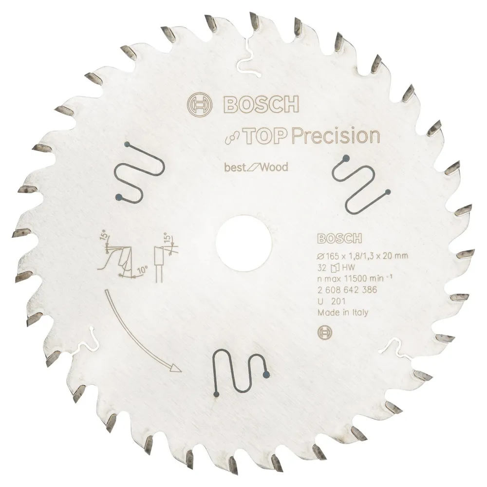 Bosch Kreissägeblatt Top Precision Best Wood, 165 x 20 x 1,8 mm, 32 - 2608642386