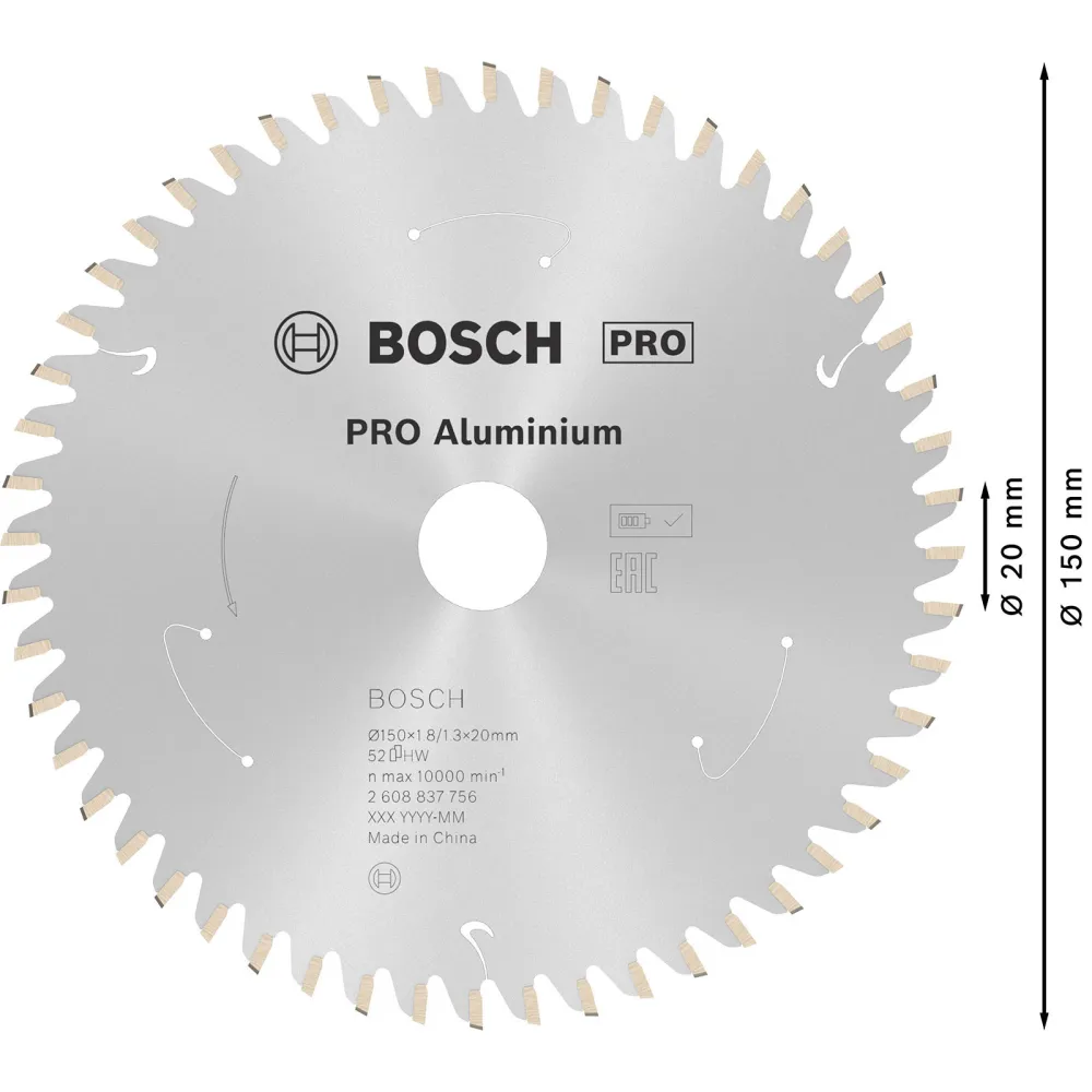 Bosch PRO Aluminium cordless Blatt für Kreissägen 150 x 1,8 x 20 mm - 2608837756