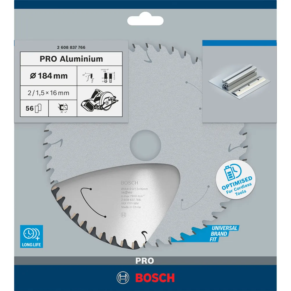 Bosch PRO Aluminium cordless Blatt für Kreissägen 184 x 2 x 16 mm - 2608837766