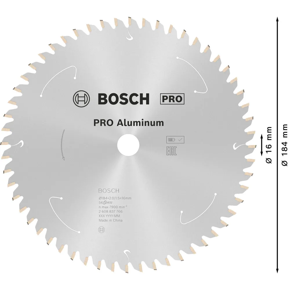 Bosch PRO Aluminium cordless Blatt für Kreissägen 184 x 2 x 16 mm - 2608837766
