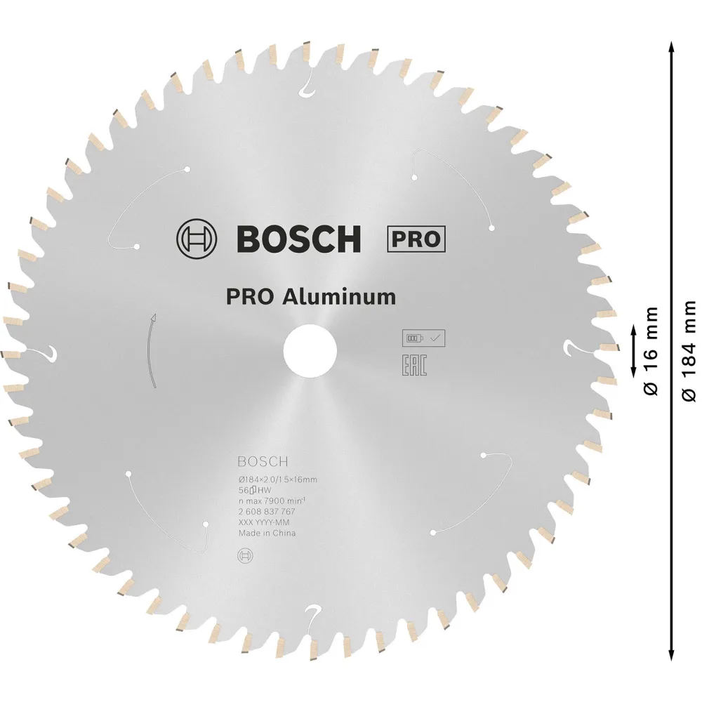 Bosch PRO Aluminium cordless Blatt für Kreissägen 184 x 2 x 16 mm - 2608837767