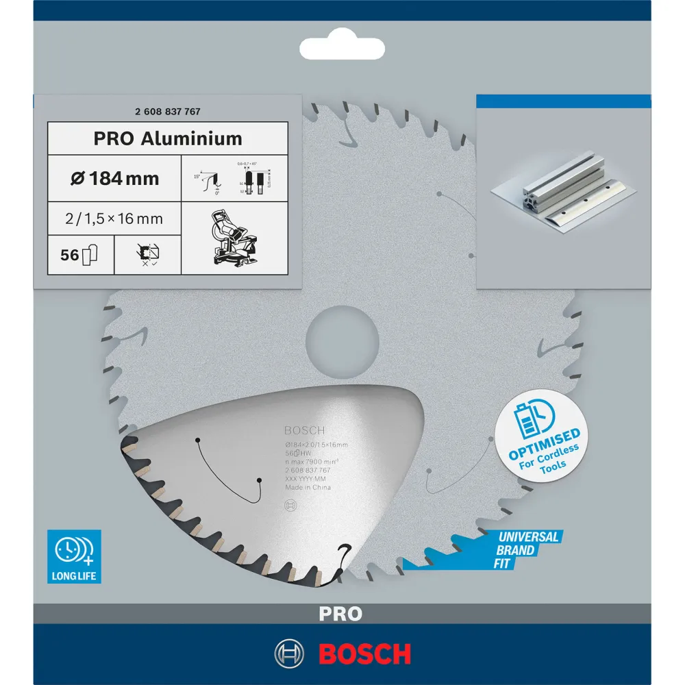 Bosch PRO Aluminium cordless Blatt für Kreissägen 184 x 2 x 16 mm - 2608837767