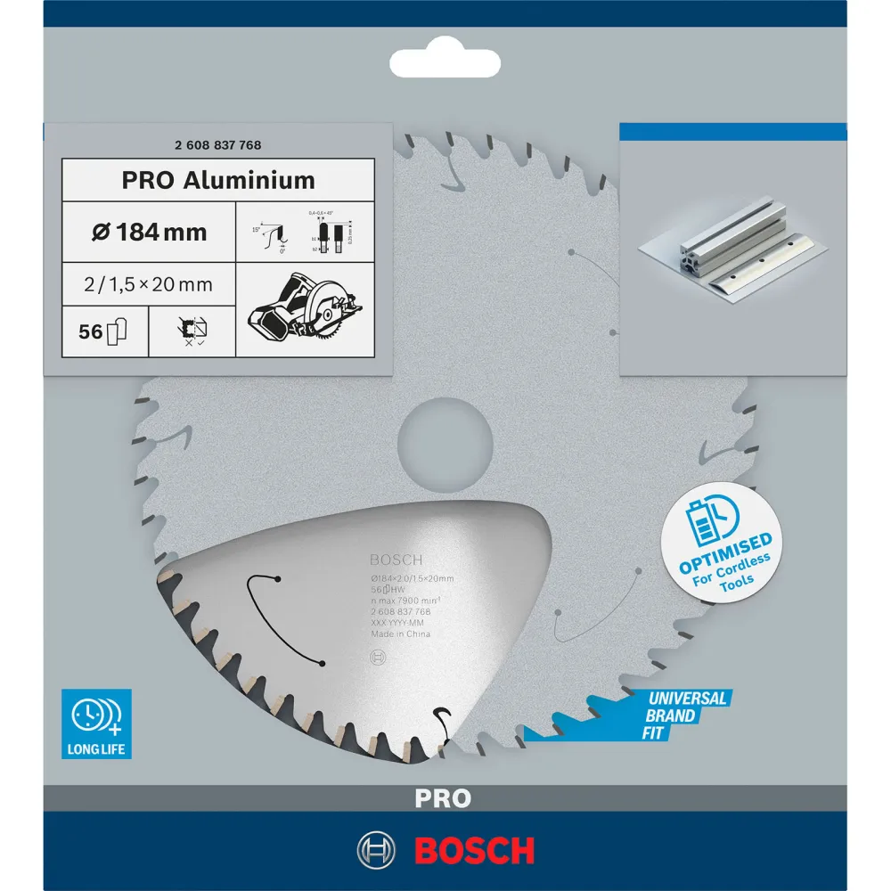 Bosch PRO Aluminium cordless Blatt für Kreissägen 184 x 2 x 20 mm - 2608837768