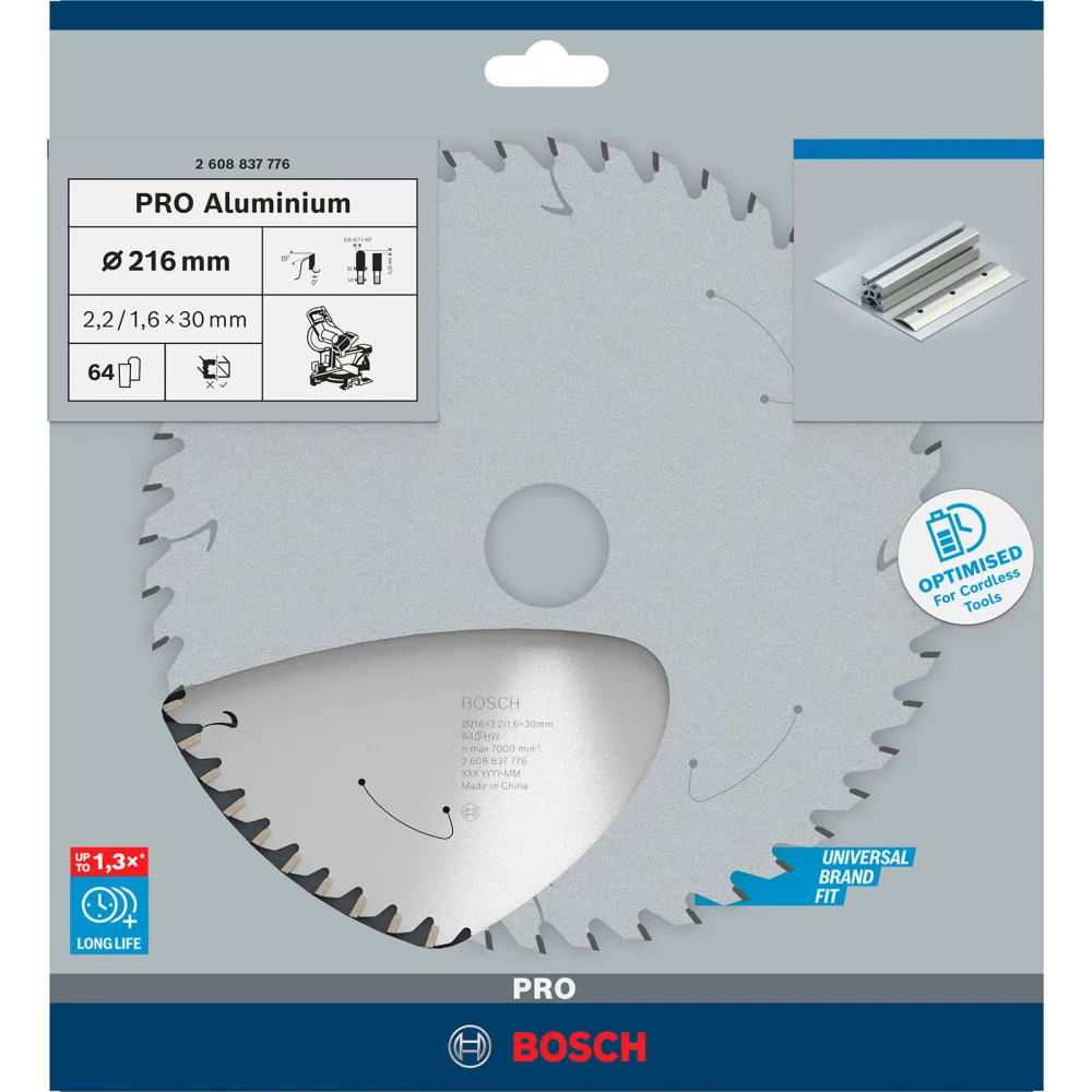 Bosch PRO Aluminium cordless Blatt für Kreissägen 216 x 2,2 x 30 mm - 2608837776