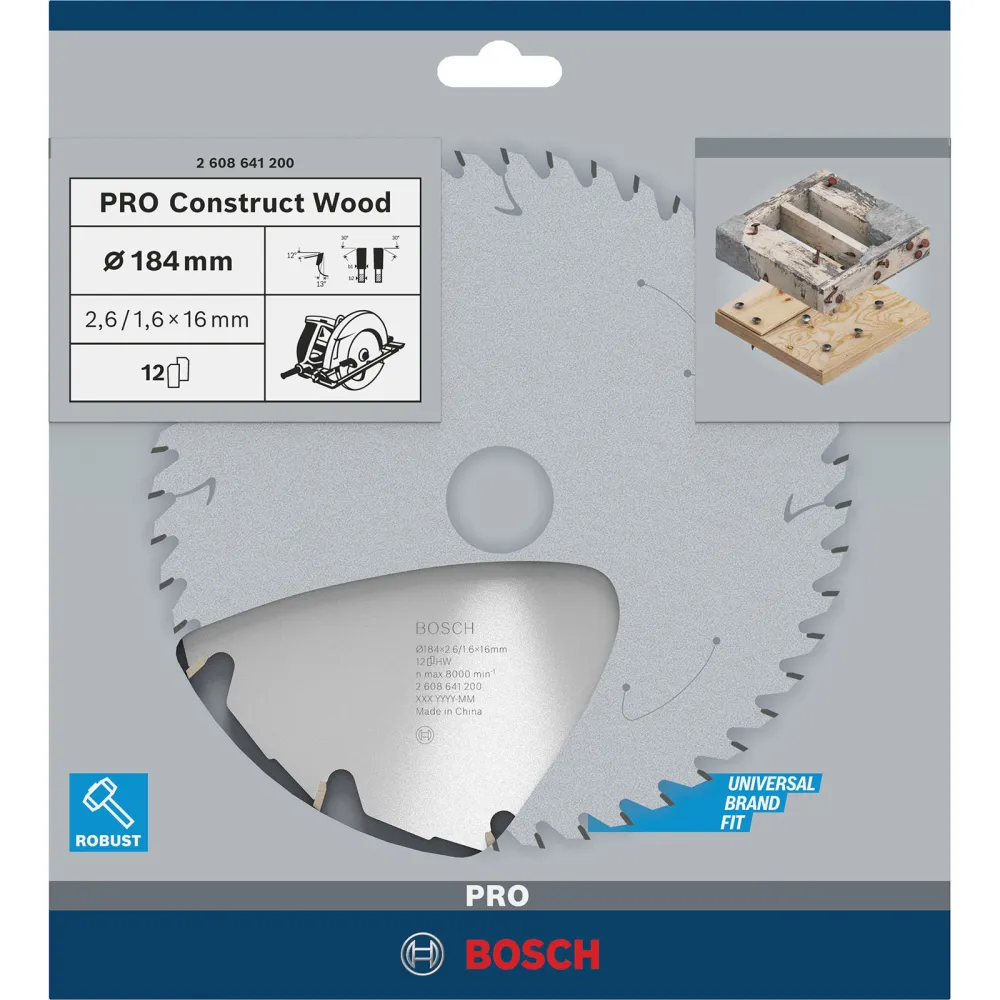 Bosch PRO Construct Wood Kreissägeblatt 184 x 2,6 x 16 mm - 2608641200