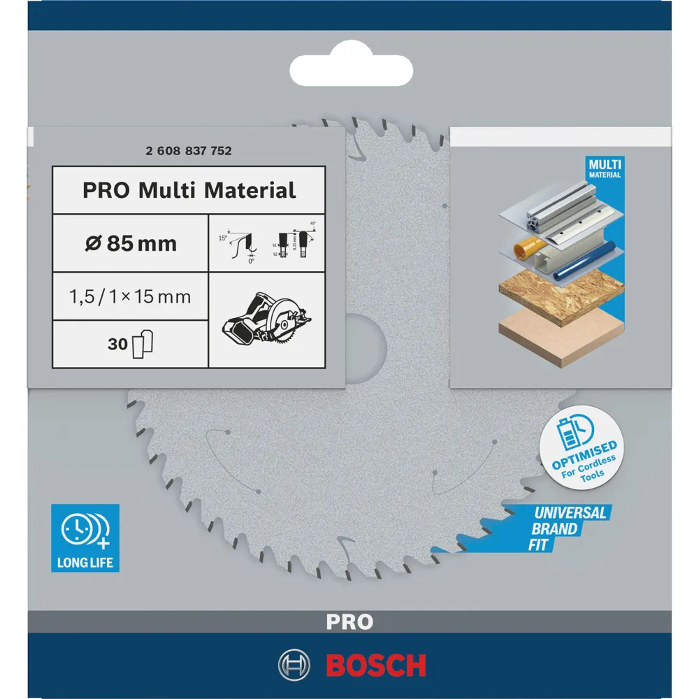Bosch PRO Multi Material cordless Blatt für Kreissägen 85 x 1,5 x 15 mm - 2608837752