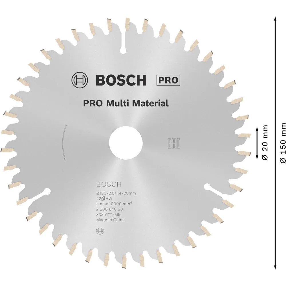 Bosch PRO Multi Material Kreissägeblatt 150 x 2 x 20 mm - 2608640501