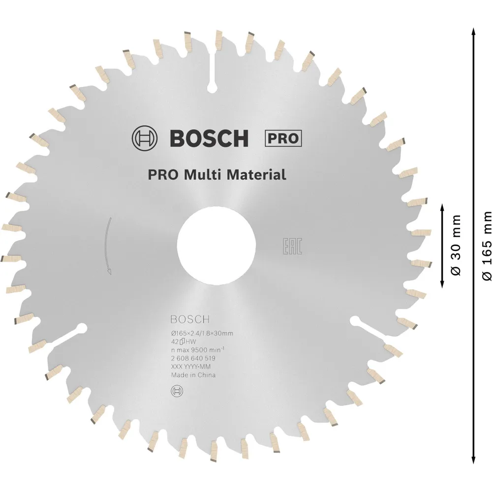 Bosch PRO Multi Material Kreissägeblatt 165 x 2,4 x 30 mm - 2608640519