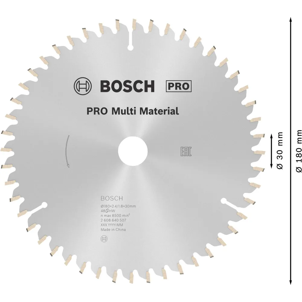 Bosch PRO Multi Material Kreissägeblatt 180 x 2,4 x 30 mm - 2608640507