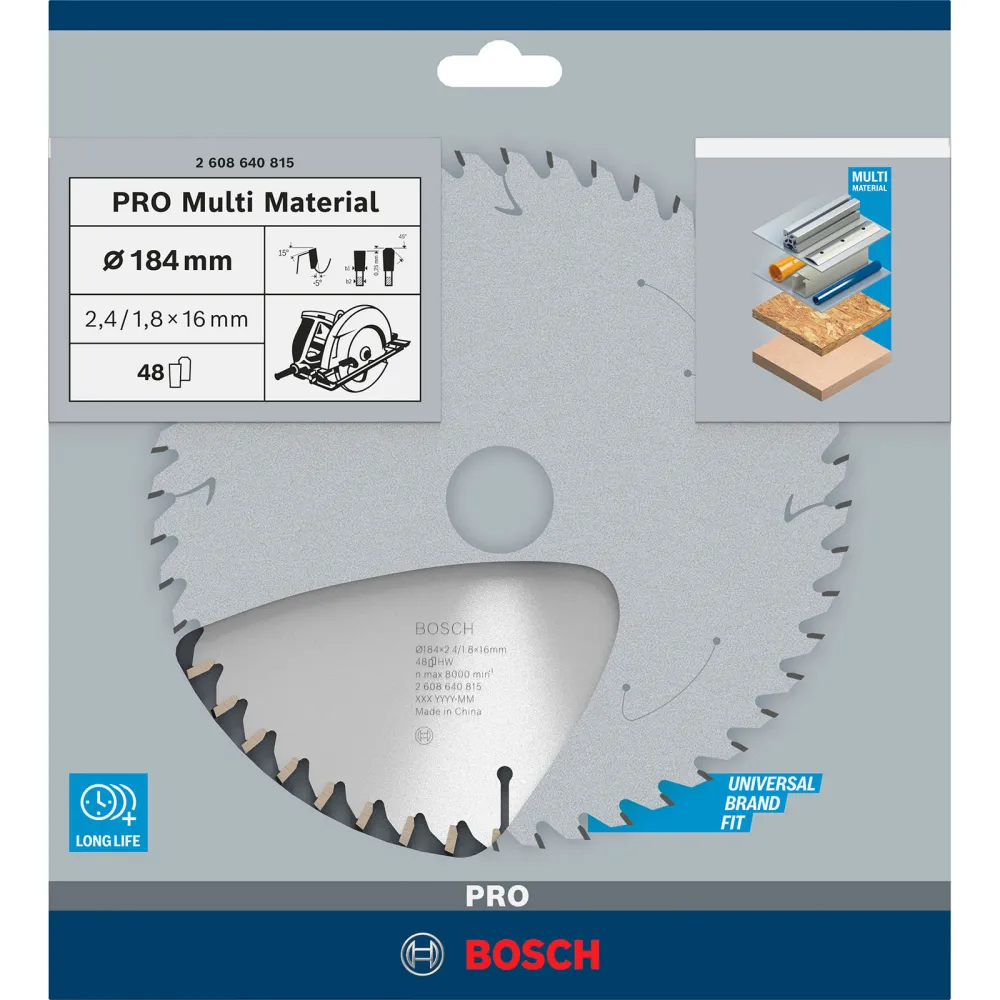 Bosch PRO Multi Material Kreissägeblatt 184 x 2,4 x 16 mm - 2608640815
