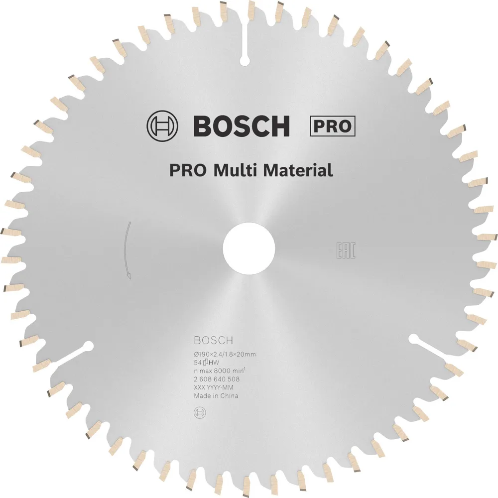Bosch PRO Multi Material Kreissägeblatt 190 x 2,4 x 20 mm - 2608640508